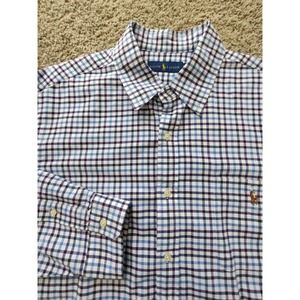 Ralph Lauren Shirt Men's XL Long Sleeve Blue/Purple Tattersall Plaid Check Print